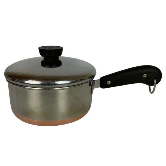 Revere Ware 1.5qt Copper Clad Stainless Steel Saucepan Lid Riverside CA Pre 1968 - Picture 2 of 9